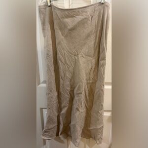 Eileen Fisher Beige Linen-Blend Maxi Skirt